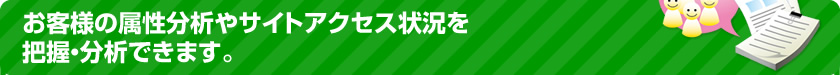 お客様の属性分析やサイトアクセス状況を把握・分析できます。